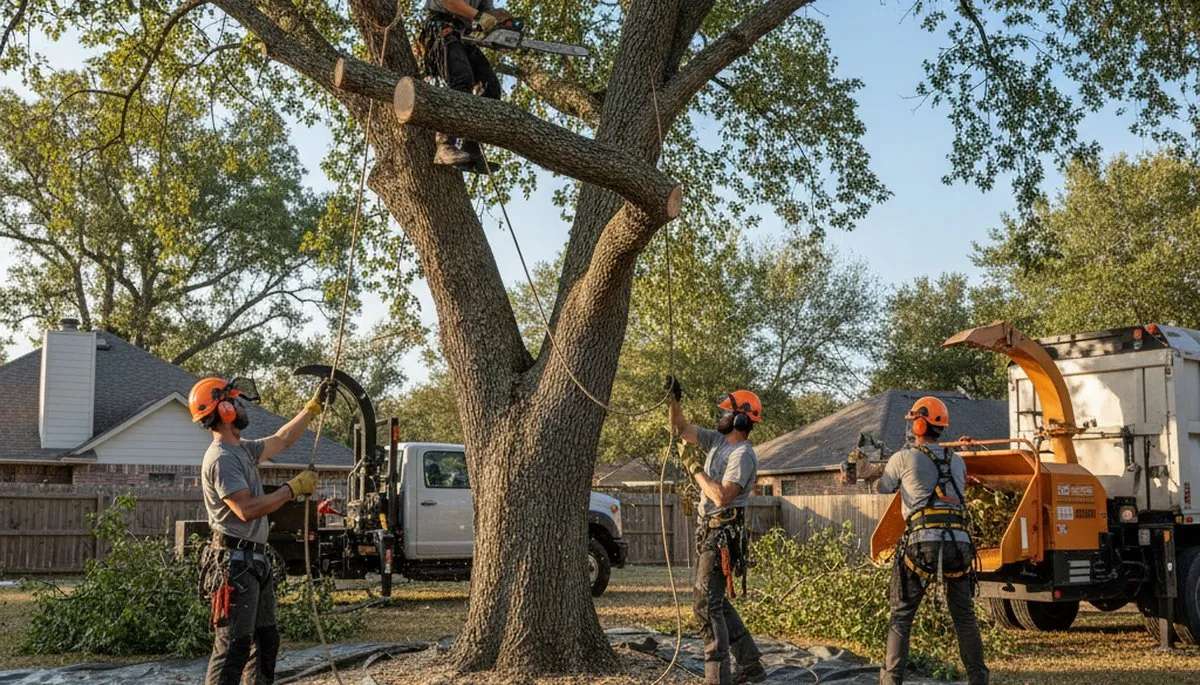 Buffalo, NY tree removal crew safely removing a hazardous tree for a local property owner