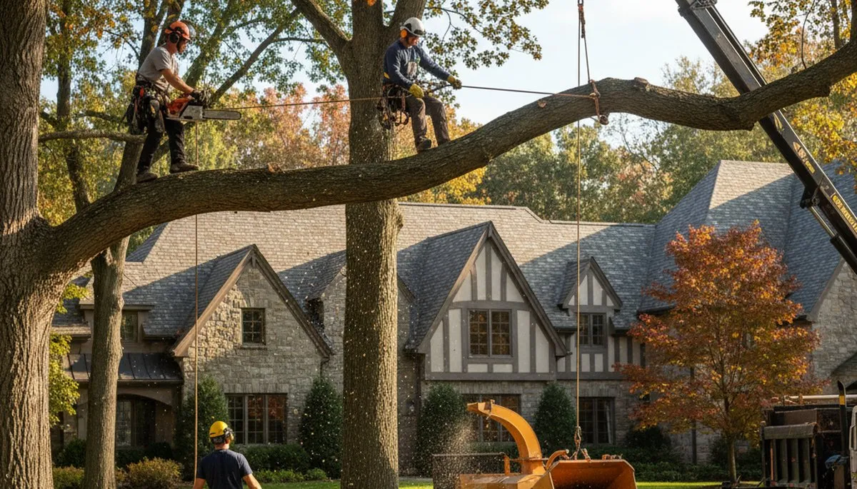 Tree service crew in Buffalo, NY handling tree trimming and removal for a local property